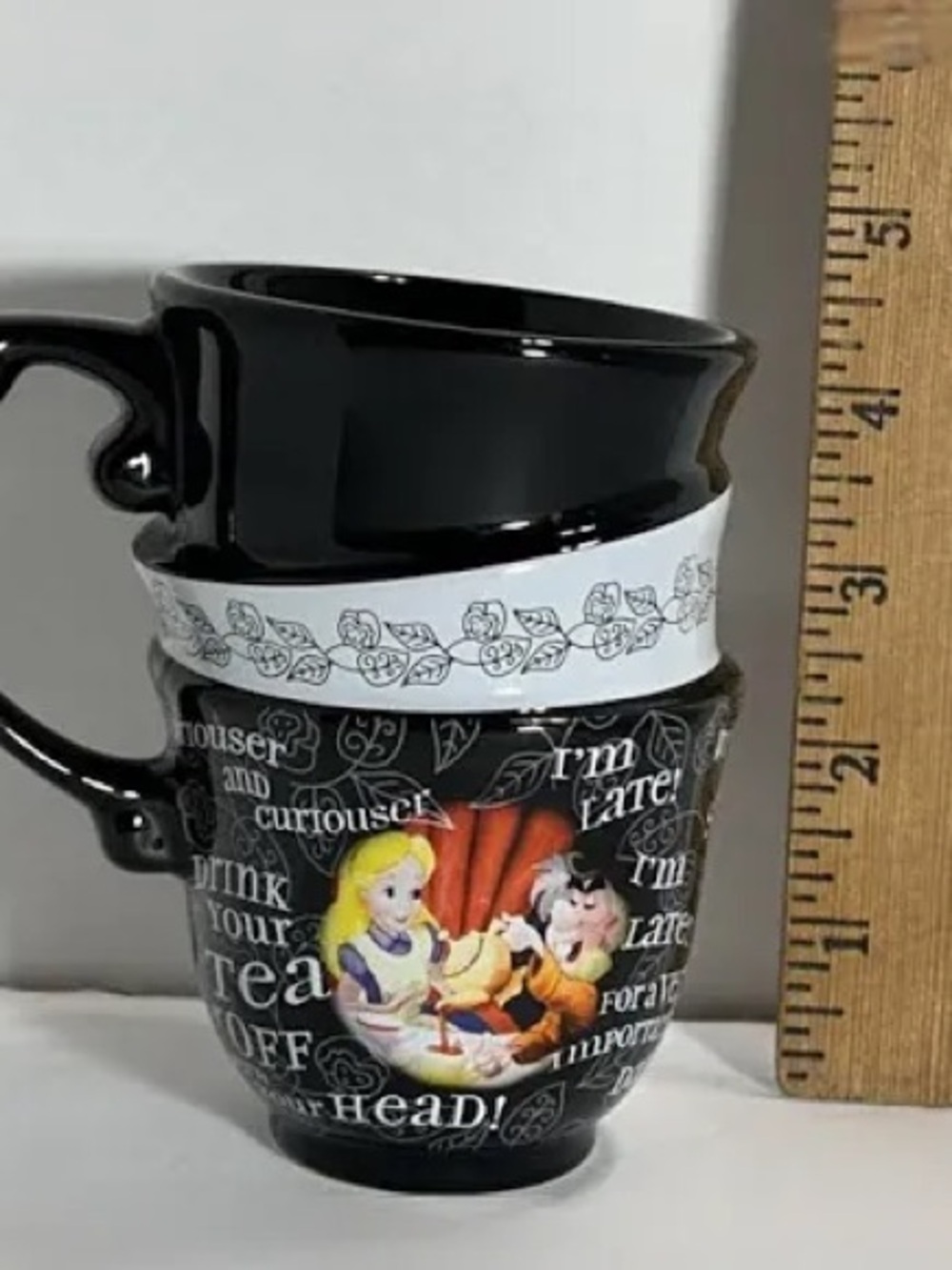 Disney Black and White Alice in Wonderland Stacked Tea Mugs